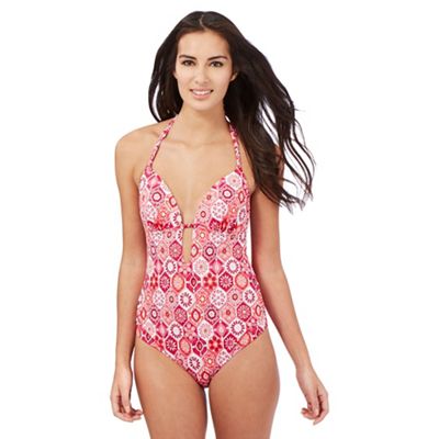 Butterfly by Matthew Williamson Pink tiled floral print swimsuit